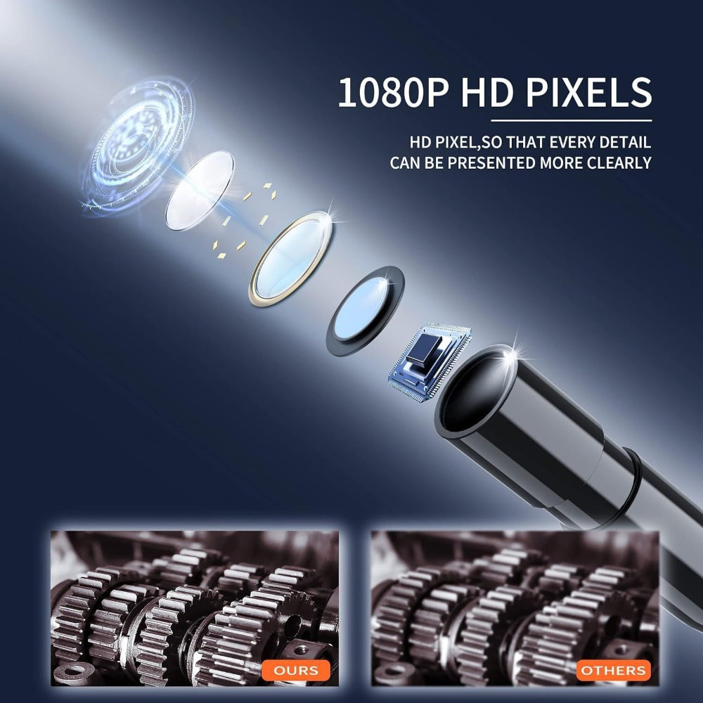 Endoscope Rechargeable Wire Cam w/ 8 LED Light 4.3" Screen 1080PHD 16ft.