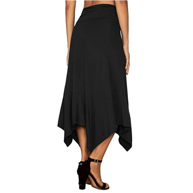 Irregular Skirt Elegant Square Scarf Hem European Temperament Commuter Knitted Casual Long Skirt
