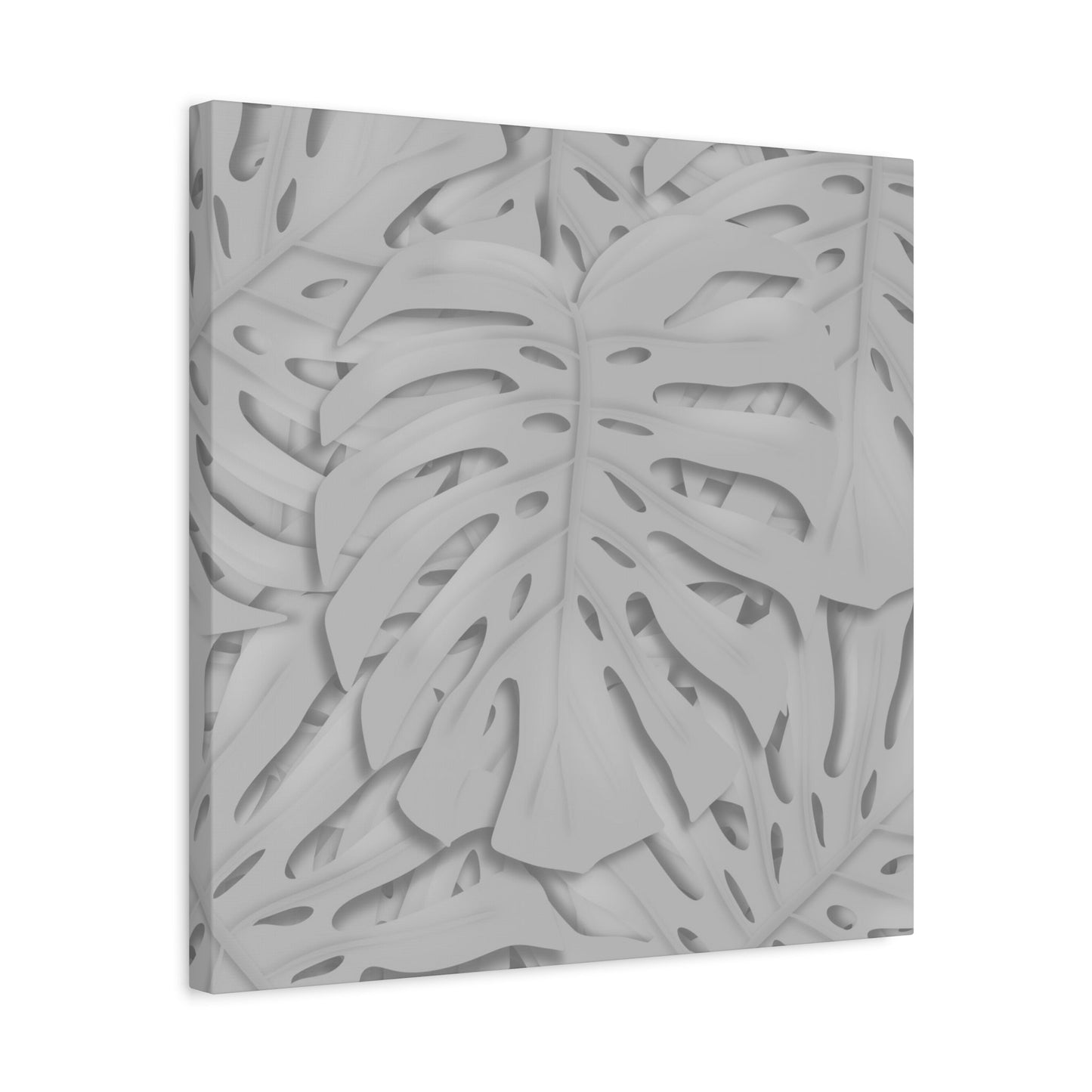 Soft Grey Monstera Canvas Print – Botanical Wall Art