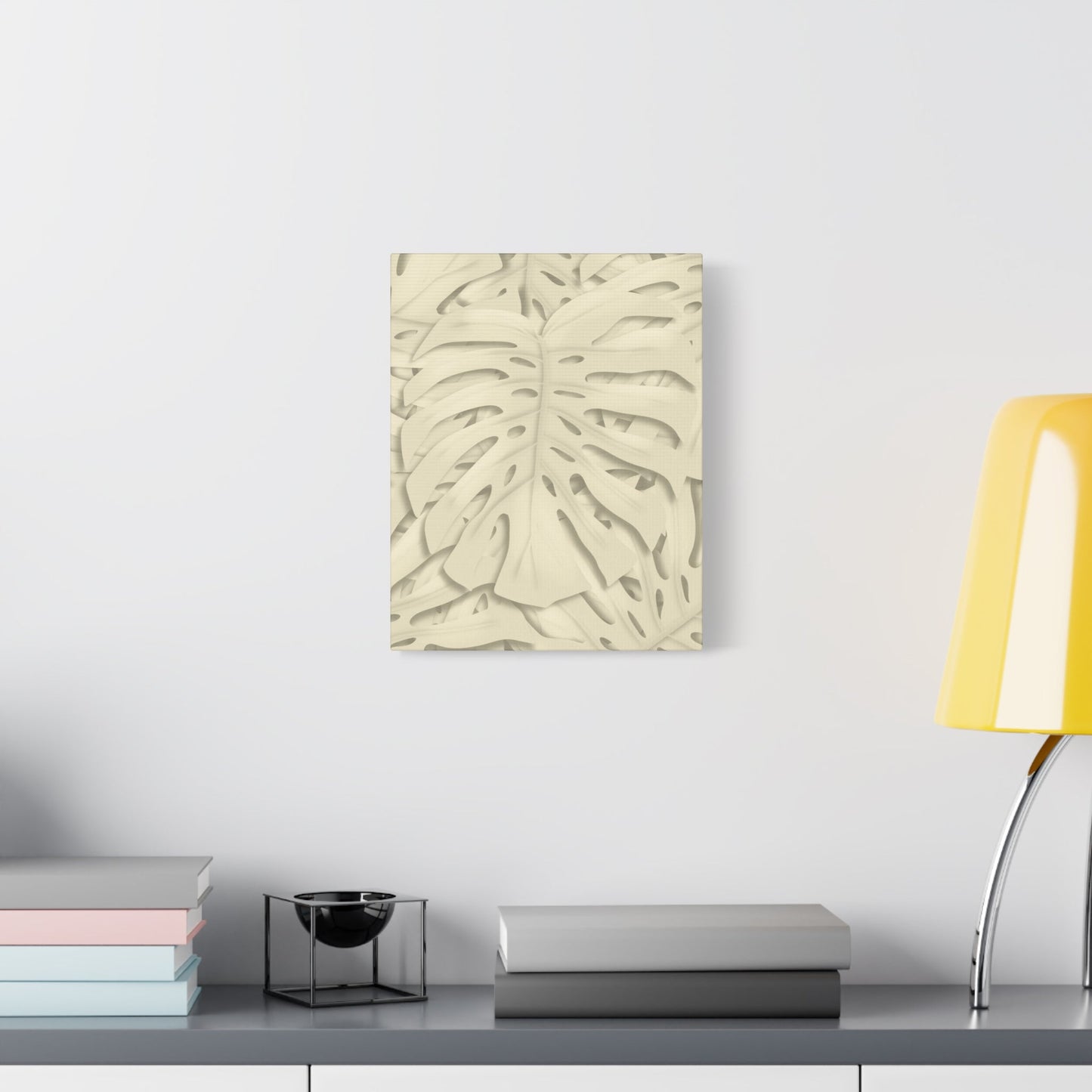 Beige Monstera Canvas Print – Botanical Wall Art
