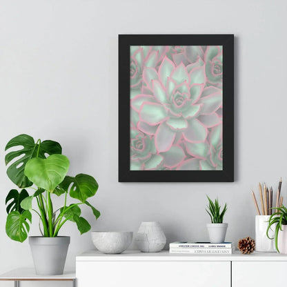 Echeveria Violet Queen Succulent Pattern Framed Print – Botanical Wall Art