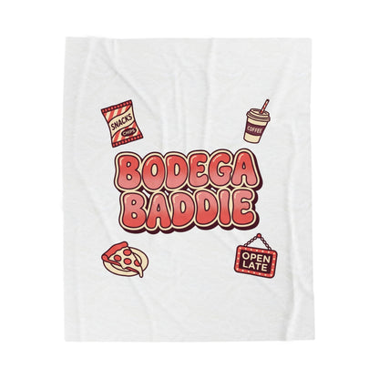 Bodega Baddie Velveteen Blanket | NYC Y2K deli sign, Spanglish cherries