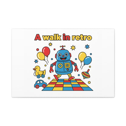 Retro Toy Robot Canvas | Throwback Kid, Primary Color Nostalgia