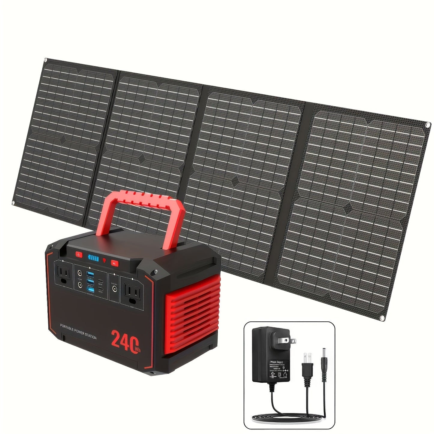 Portable Solar Generator Power Station with 30W Solar Panel & Backup Suitable for Outdoor, RV, Camping, Emergency - 24000mAh USB Portable Bank for CPAP, Laptops, Fans, Lights, for Home Use (Solar Panel Optional)
