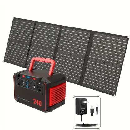 Portable Solar Generator Power Station with 30W Solar Panel & Backup Suitable for Outdoor, RV, Camping, Emergency - 24000mAh USB Portable Bank for CPAP, Laptops, Fans, Lights, for Home Use (Solar Panel Optional)