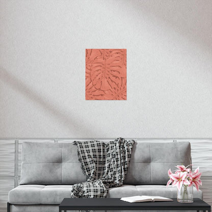 Coral Monstera Botanical Print – Unframed Wall Art