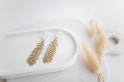 Clay Earrings | Fern Dangles | All Things Neutral Collection