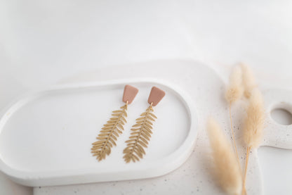 Clay Earrings | Fern Dangles | All Things Neutral Collection