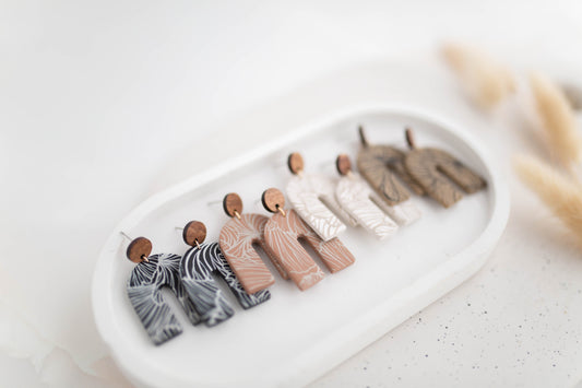 Clay Earrings | Imprint Dangles | All Things Neutral Collection