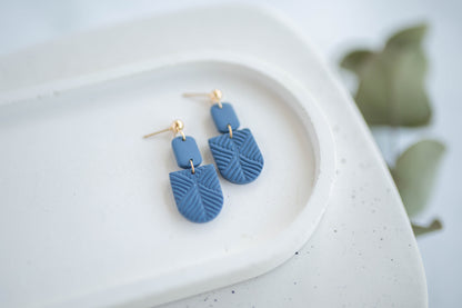 Clay Earrings | Indigo Geometric Dangles | Indigo Daydream Collection