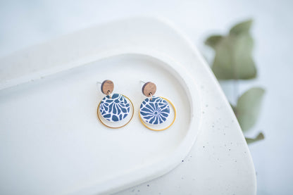 Clay Earrings | Floral Dainty Dangles | Indigo Daydream Collection
