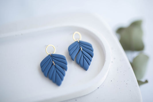 Clay Earrings | Indigo Leaf Dangles | Indigo Daydream Collection