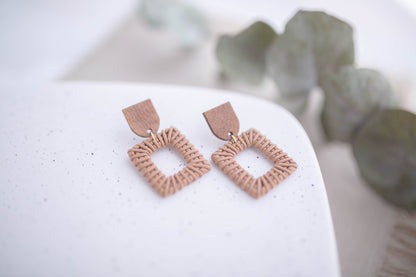 Clay Earrings | Rattan Squares | Picnic Basket Collection