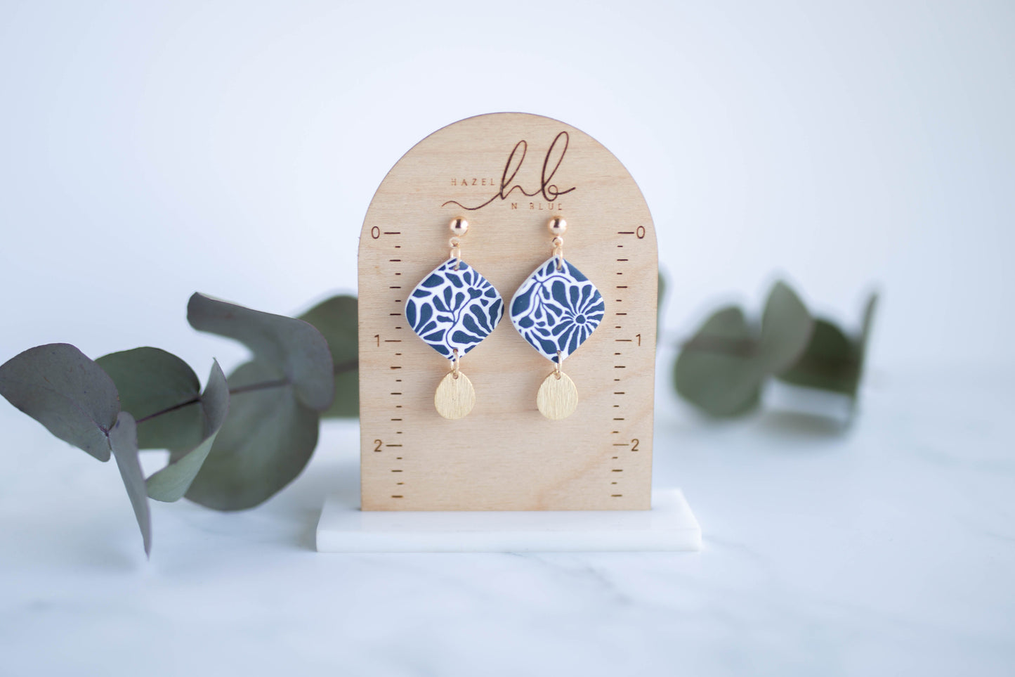 Clay Earrings | Indigo Floral Drops | Indigo Daydream Collection