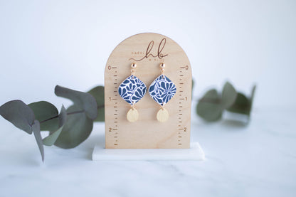 Clay Earrings | Indigo Floral Drops | Indigo Daydream Collection