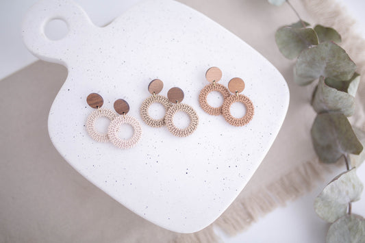 Clay Earrings | Rattan Circles | Picnic Basket Collection