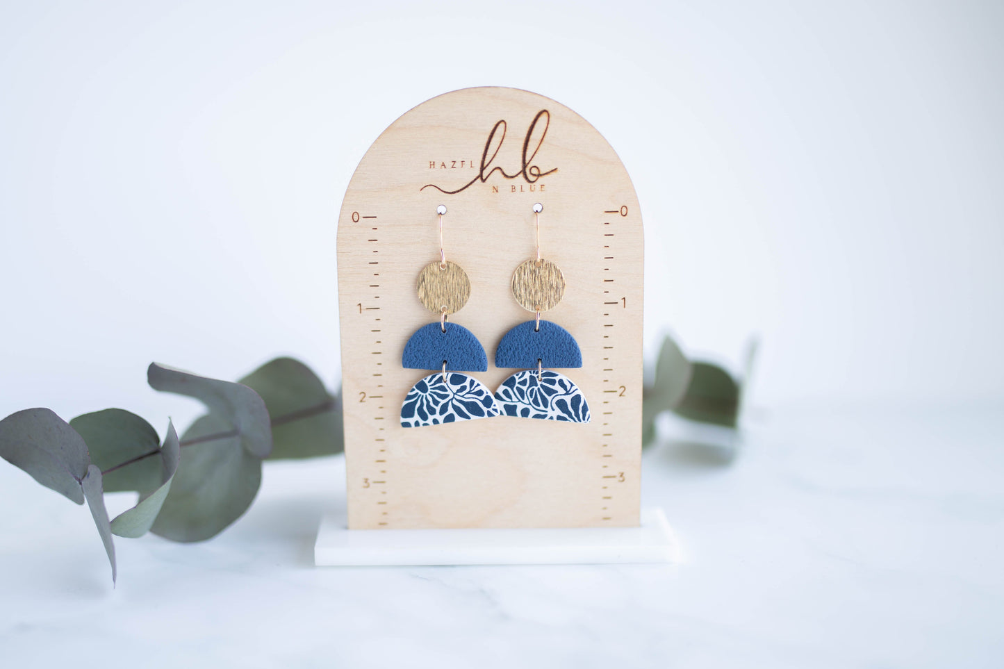 Clay Earrings | Floral Tiered Dangles | Indigo Daydream Collection