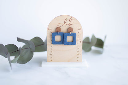 Clay Earrings | Indigo Square Dangles | Indigo Daydream Collection