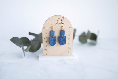 Clay Earrings | Indigo Geometric Dangles | Indigo Daydream Collection