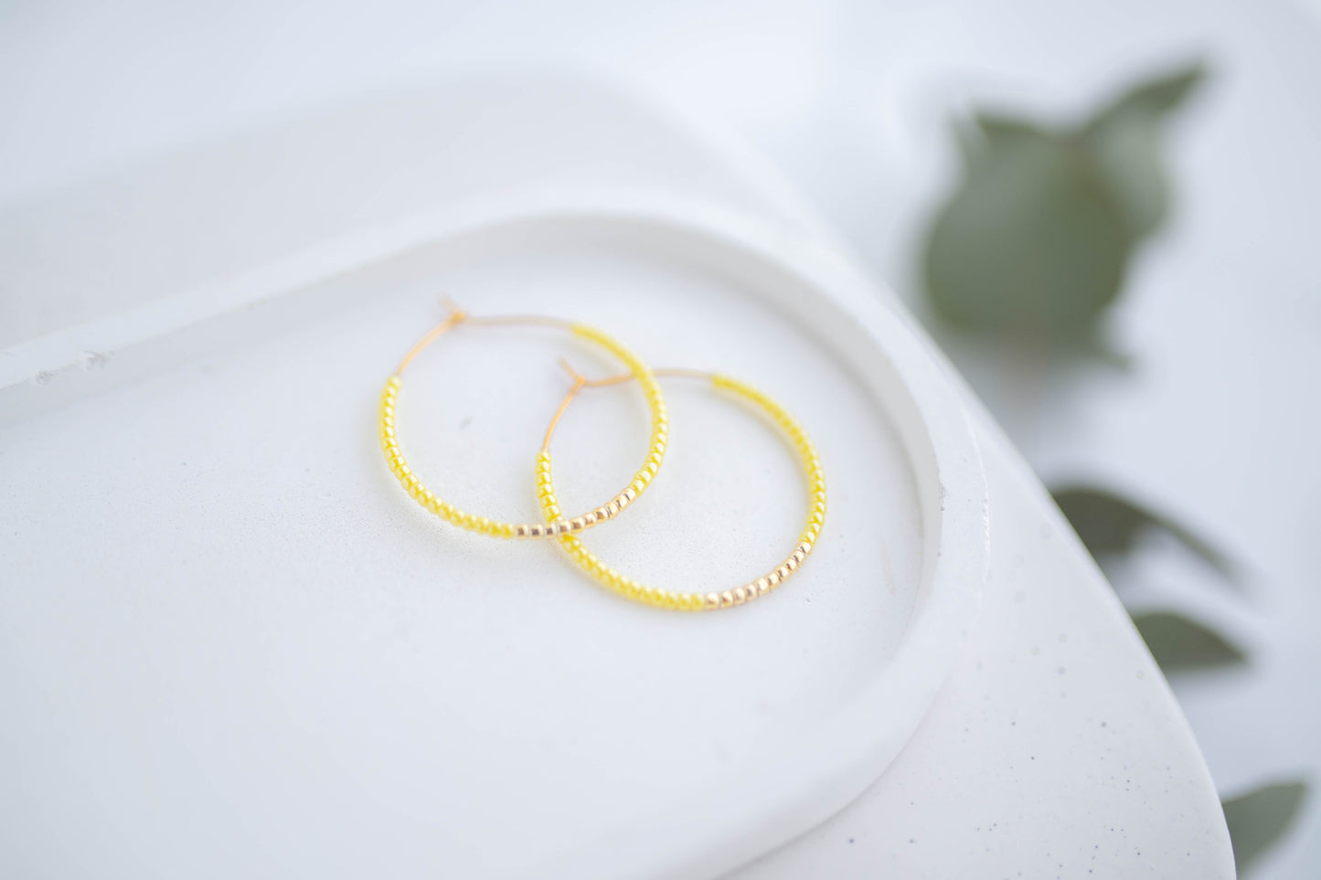 Beaded Earrings | Indigo & Sunshine Beaded Hoops | Indigo Daydream Collection