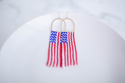 Beaded earrings | USA fringe (Large) | Patriotic Collection