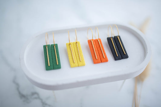 Clay Earrings | Game Day Simple Rectangle Hoops | Civil War Collection