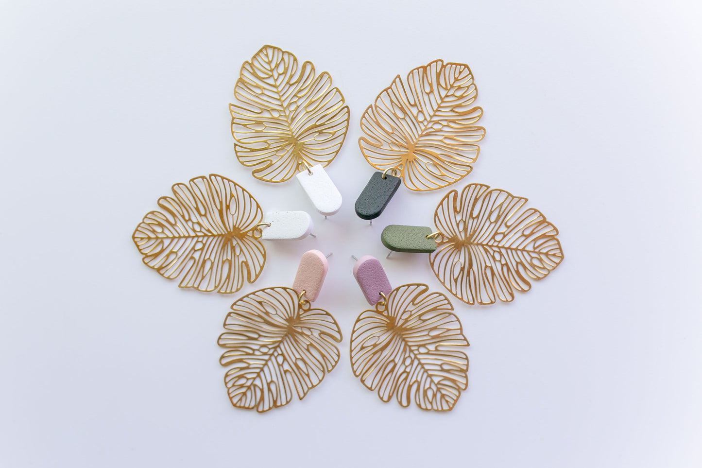 Clay earring | Cream Beachy Leaves | Beach Collection