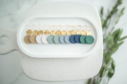 Clay Earrings | Circle Imprint Dangles ( Sm ) | Earth+Sky Collection