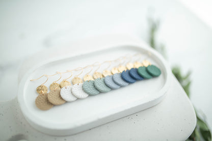 Clay Earrings | Circle Imprint Dangles ( Sm ) | Earth+Sky Collection