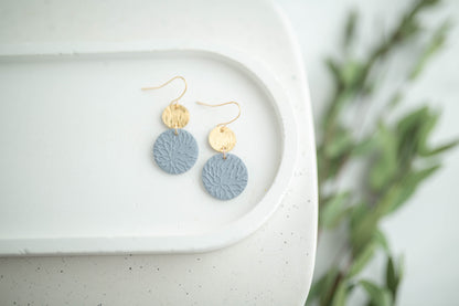 Clay Earrings | Circle Imprint Dangles ( Sm ) | Earth+Sky Collection