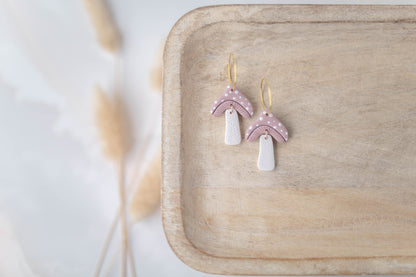 Clay Earrings | Mushroom Hoops | All Things Fall Collection