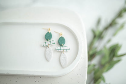 Clay Earrings | Lined Trio Dangles | Earth+Sky Collection