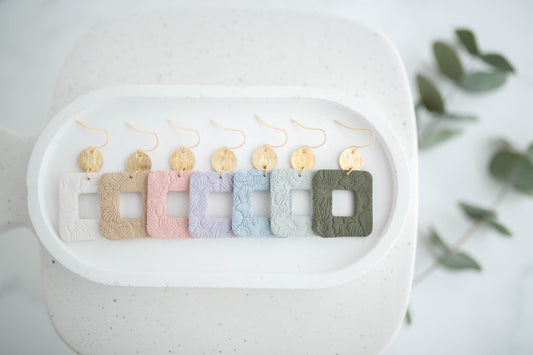 Clay Earrings | Floral Rectangle Dangles | Spring Fling Collection