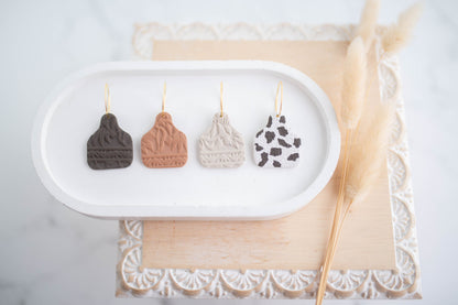 Clay Earrings | Tag Mini Hoops | Cozy Cowgirl Collection