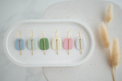 Clay Earrings | Simple Square Hoops | Happy Collection