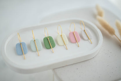 Clay Earrings | Simple Square Hoops | Happy Collection