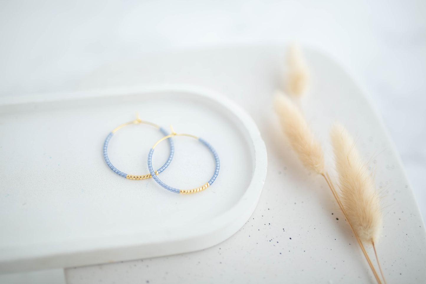 Beaded Earrings | Happy Beaded Hoops | Happy Collection