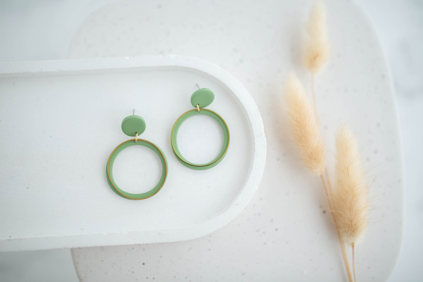 Clay Earrings | Simple Circle Dangles | Happy Collection