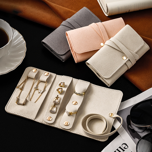 Portable multifunctional leather jewelry clutch bag