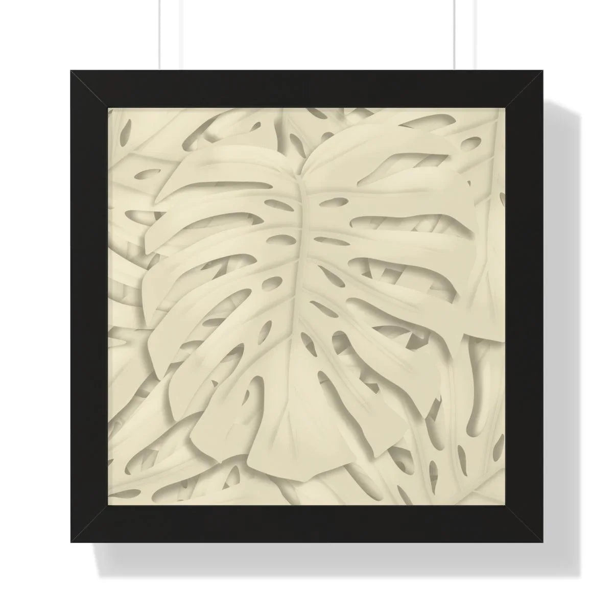 Beige Monstera Framed Print – Botanical Wall Art