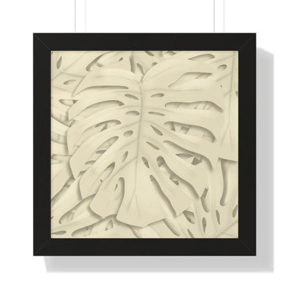 Beige Monstera Framed Print – Botanical Wall Art