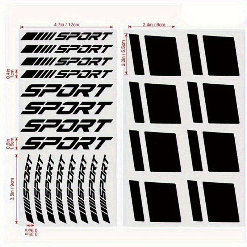 20pcs Reflective Sport Car Wheel Rim Vinyl Stickers - Self-Adhesive Racing Stripe Decals with Glossy Finish, Checkered & Stripe Patterns, Red/ Colors, Irregular Shapes for Night Driving Safety, Easy Application & Removal, Dur