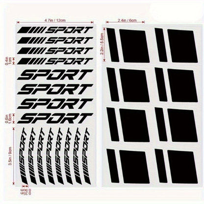 20pcs Reflective Sport Car Wheel Rim Vinyl Stickers - Self-Adhesive Racing Stripe Decals with Glossy Finish, Checkered & Stripe Patterns, Red/ Colors, Irregular Shapes for Night Driving Safety, Easy Application & Removal, Dur