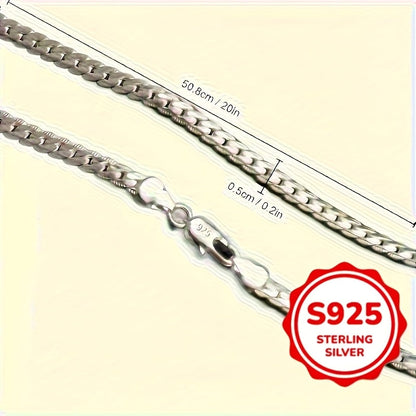 Elegant 20 inch 925 sterling 925 Silver necklace - Fashionable and luxurious design, suitable for both men and women, perfec