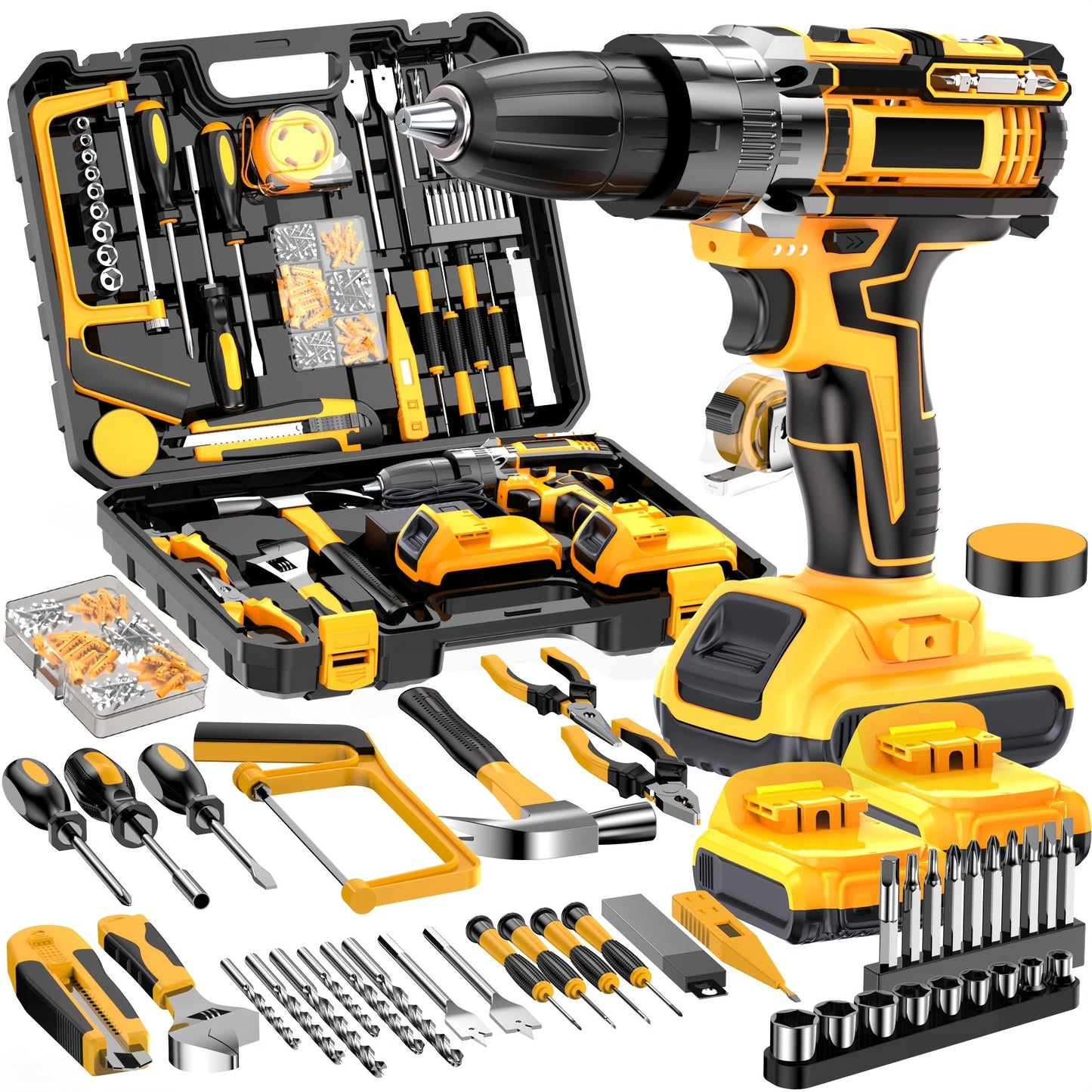 21V Multi-function Impact Drill Set Wireless Power w/ Battery And Quick Charger