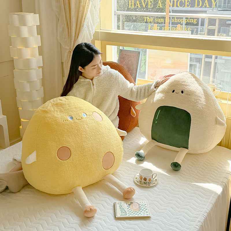Simple And Cute Cartoon Rice And Vegetable Roll Pillow