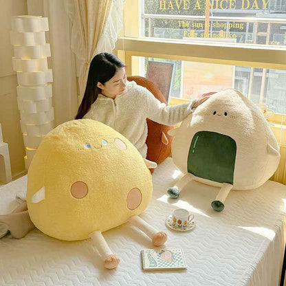 Simple And Cute Cartoon Rice And Vegetable Roll Pillow