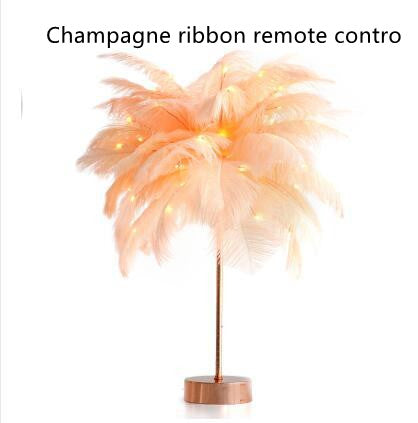 Nordic Feather Table Lamp w/ Remote Control - Dimmable LED Bedside Light