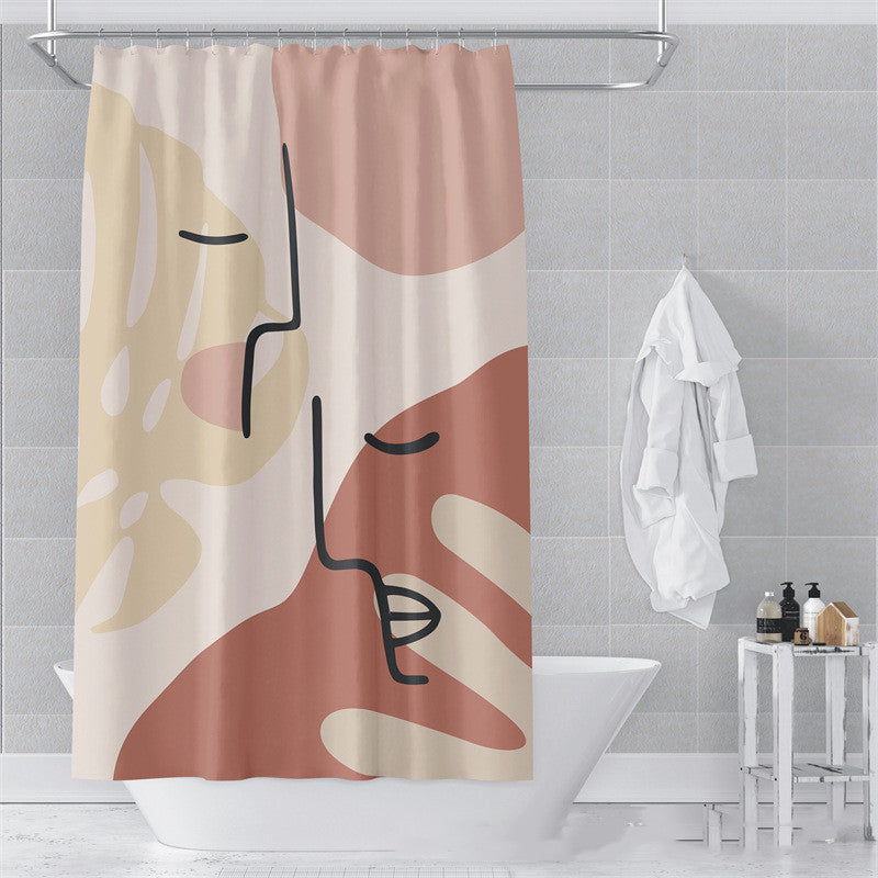 Morandi Abstract Art Shower Curtain - Luxury Waterproof Polyester Fabric with Muted Earth Tones for Modern Minimalist Decor
