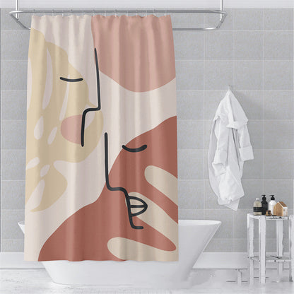 Morandi Abstract Art Shower Curtain - Luxury Waterproof Polyester Fabric with Muted Earth Tones for Modern Minimalist Decor